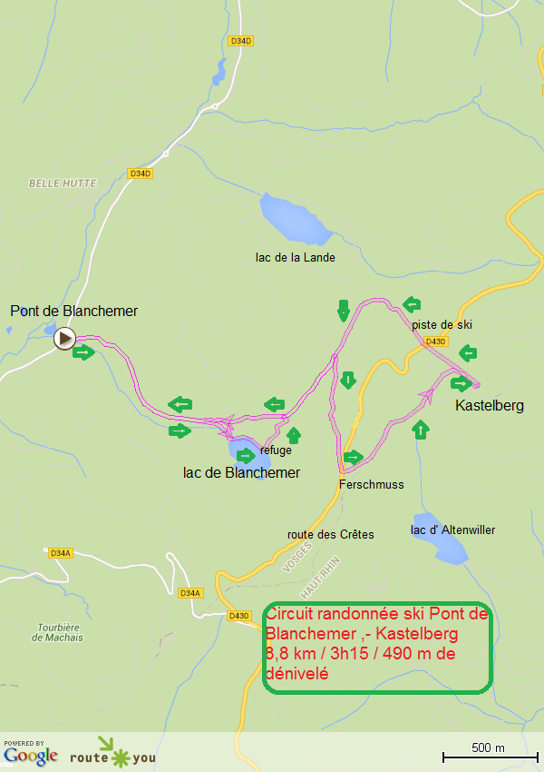 Circuit randonnee ski pont de blanchemer kastelberg