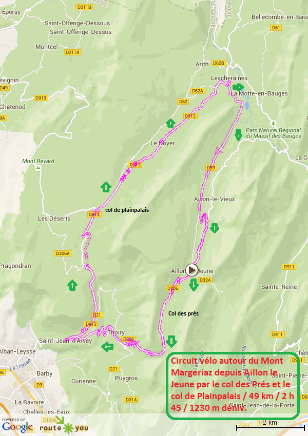 Circuit velo autour du mont margeriaz depuis aillon le jeune savoie