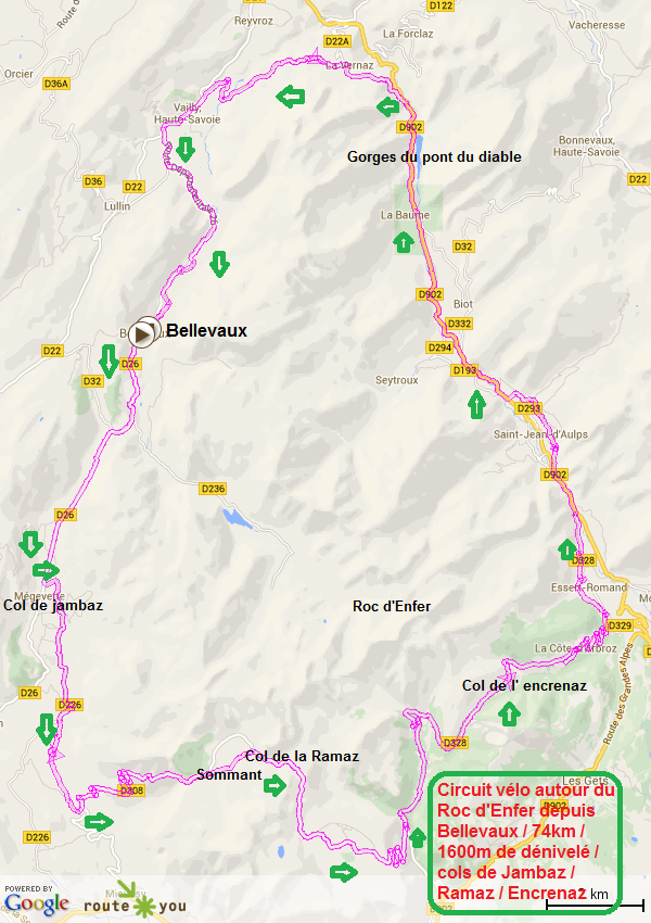 Circuit velo autour du roc d enfer depuis bellevaux