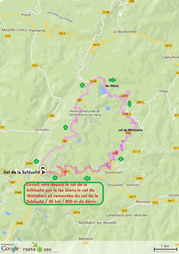 Circuit velo depuis le col de la sclucht col du calvaire wettstein la schlucht 1