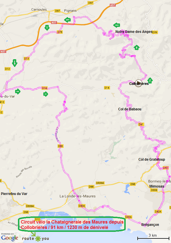 Circuit velo la chataigneraie des maures depuis collobrieres