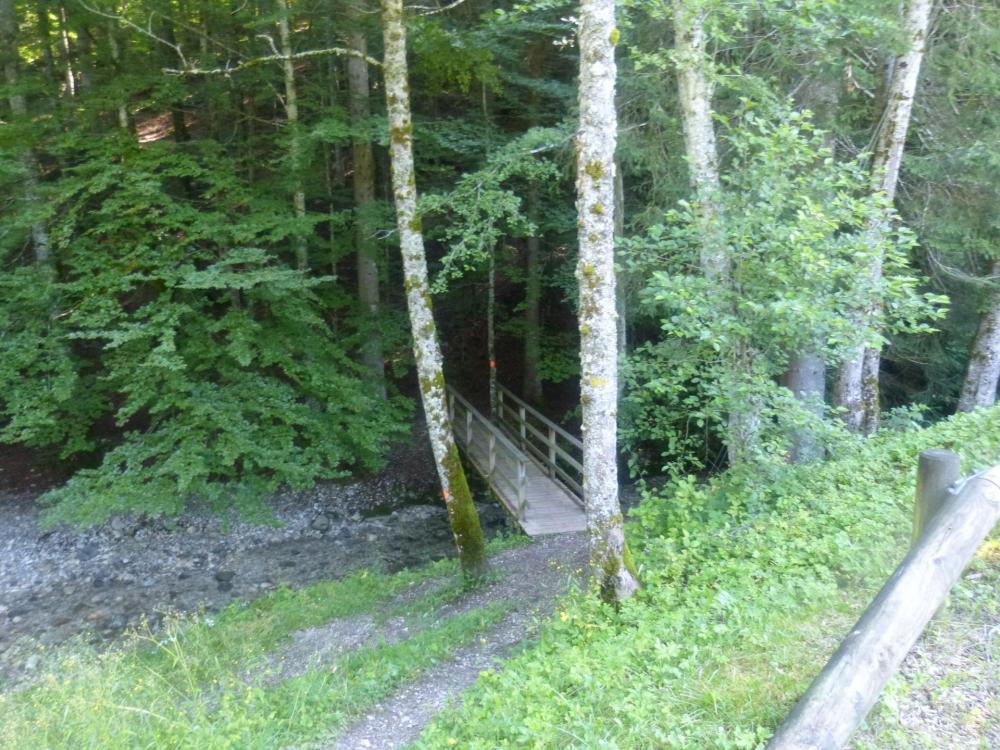 passerelle d'accès au parc aventure et au sentier qui mène au pont couvert