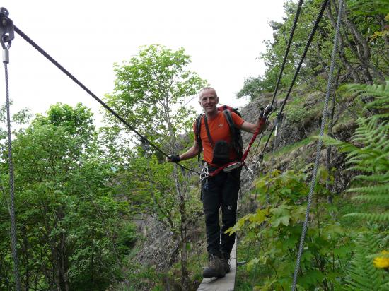 la passerelle de la via ferrata des sources de la moselle à Bussang (88)