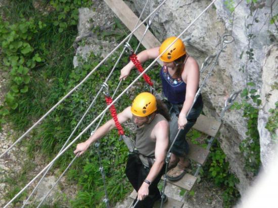 via ferrata de Nans sous St Anne peu après le départ