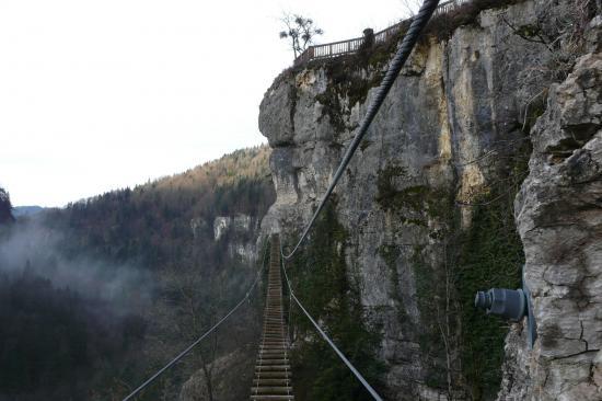 La passerelle très glissante !(en ce mois de janvier 2011=