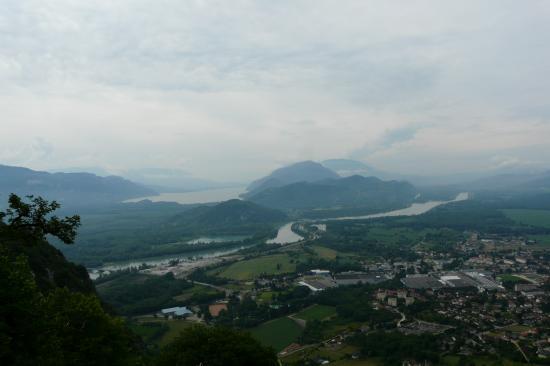 depuis la montée du Grand Colombier, le Rhône, le lac du Bourget et Culoz