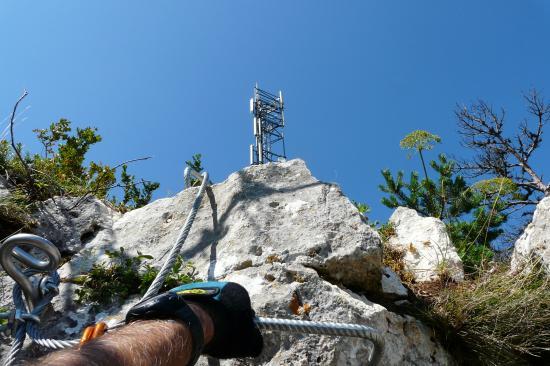 via ferrata de la Canourgue ... sortie et pylone en vue !