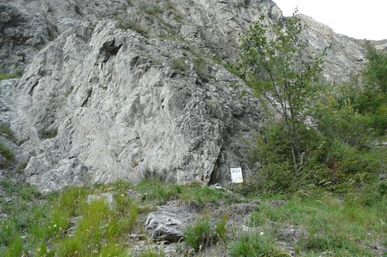 le panneau de départ de la via ferrata de la cascade à Mizoen