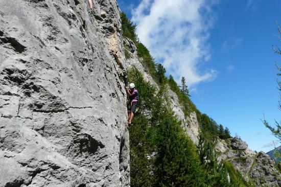 mur de départ de la via Marcellinas aux Orres