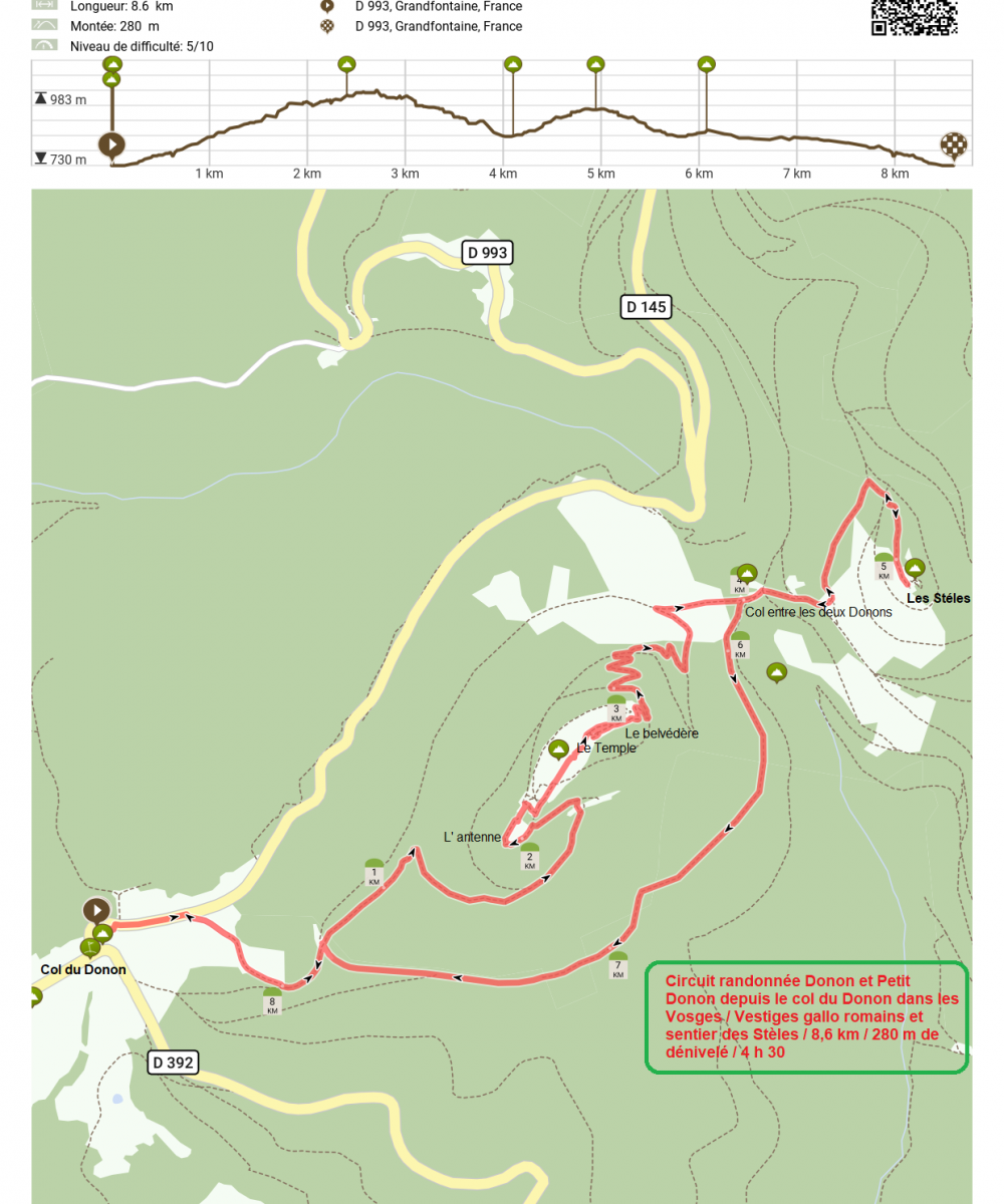 Circuit randonnee donon petit donon depuis le col du donon vosges