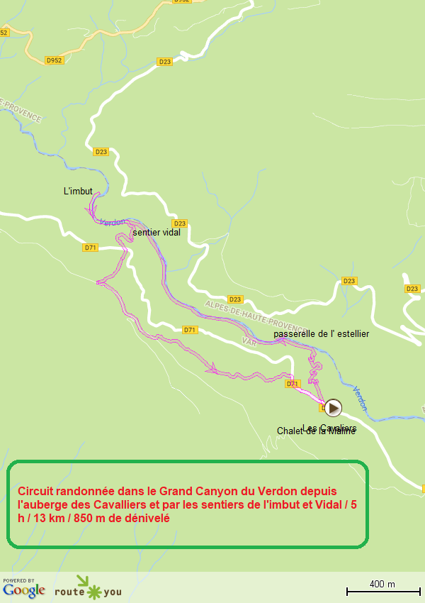 Circuit randonnee gorges du verdon imbut par sentiers cavalliers et vidal