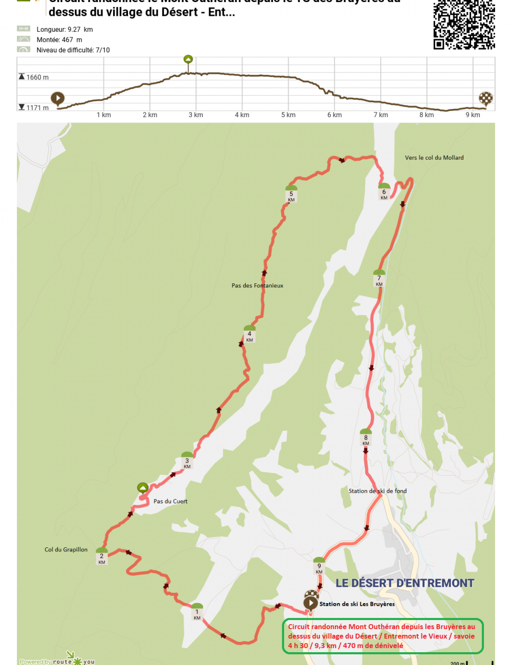 Circuit randonnee le mont outheran depuis le ts des bruyeres au dessus du village du desert ent