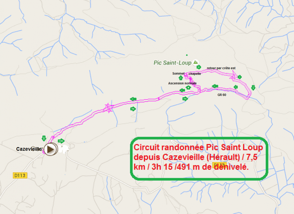 Circuit randonnee le pic saint loup depuis cazevieille retour par l arete est