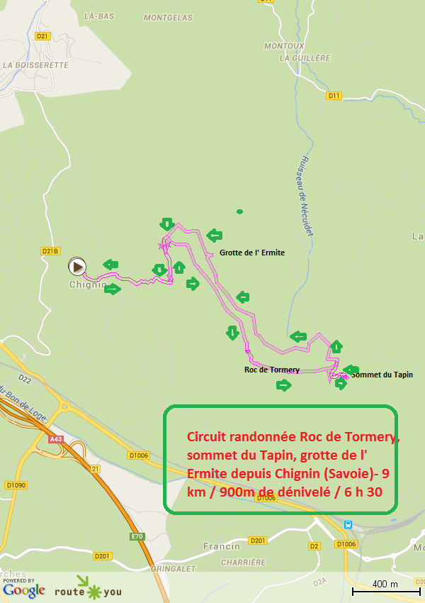 Circuit randonnee roc de tormery sommet du tapin grotte de l ermite depuis chignin savoie 1