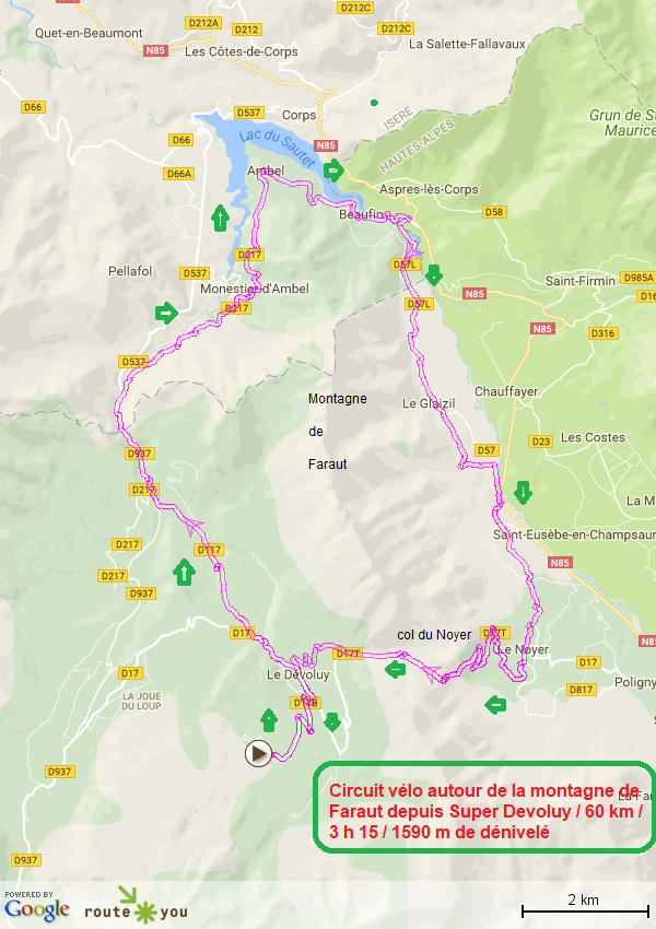 Circuit velo autour de la montagne de faraut depuis super devoluy