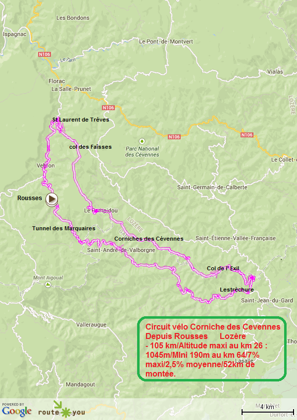 Circuit velo corniche des cevennes