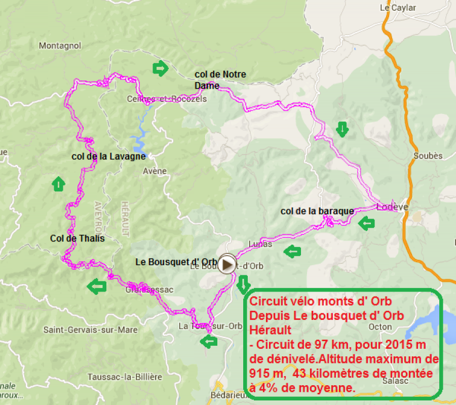 Circuit velo le bousquet d orb depuis le bousquet d orb