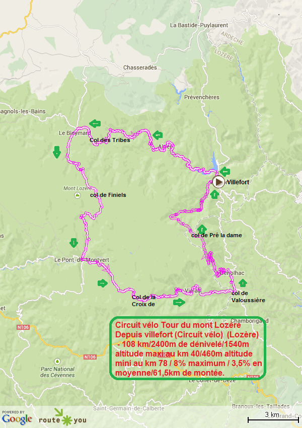 Circuit velo tour du mont lozere depuis villefort circuit velo lozere