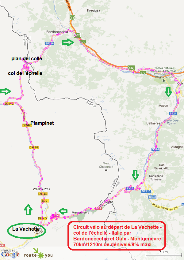 circuit-velo depuis la Vachette (hautes Alpes)