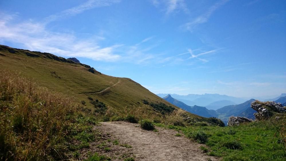 Paysage lumineux et reposant en direction du Mont Trélod