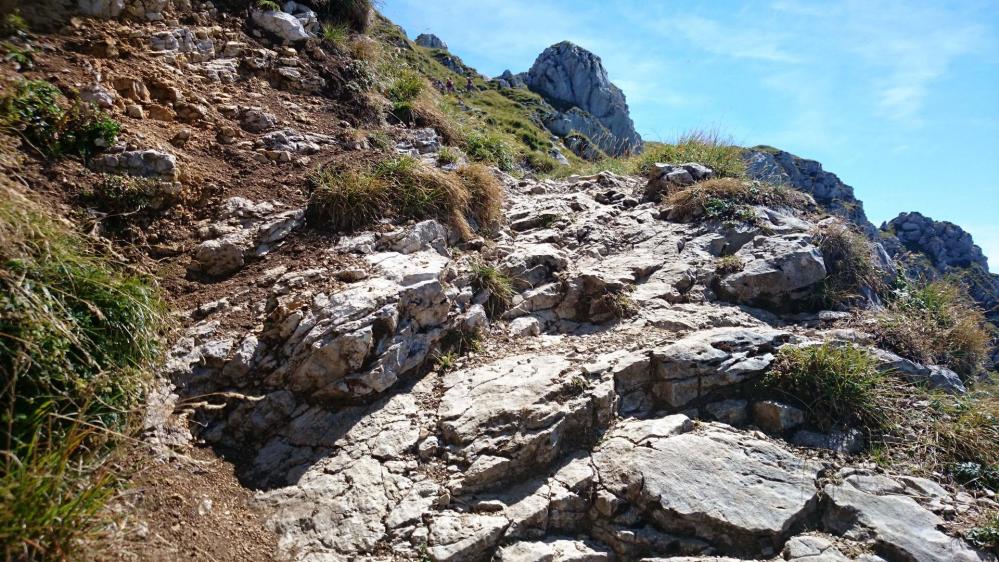 Partie rocheuse de la montée au Mont Trélod