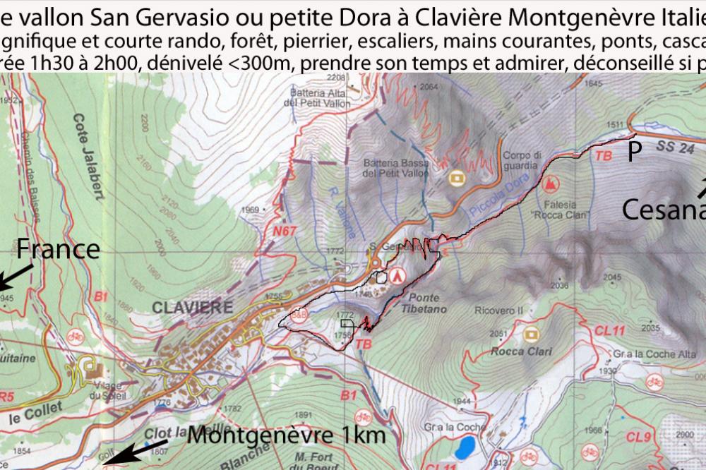 Pont tibétain des  gorges San Gervasio à claviere, un des points de départ de la via ferrata del Rocca Clari