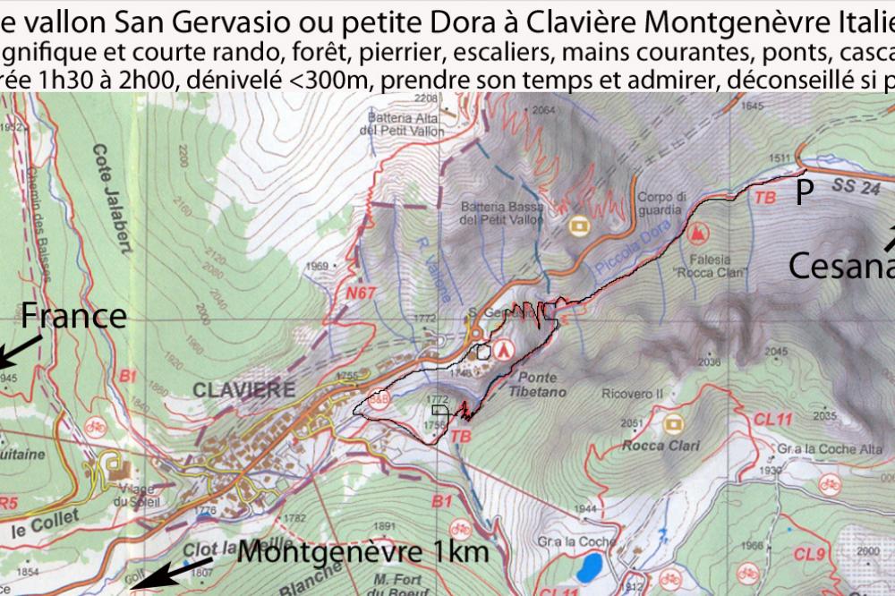 Pont tibétain des  gorges San Gervasio à claviere, un des points de départ de la via ferrata del Rocca Clari