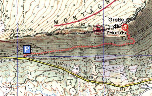 accès à pied à la grotte de l' Hortus