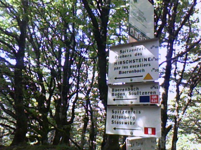 la pancarte indicatrice du départ du sentier du Hirschsteine
