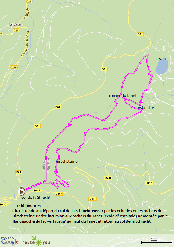 Circuit rando au départ de la Schlucht (Hirschsteine/tanet)