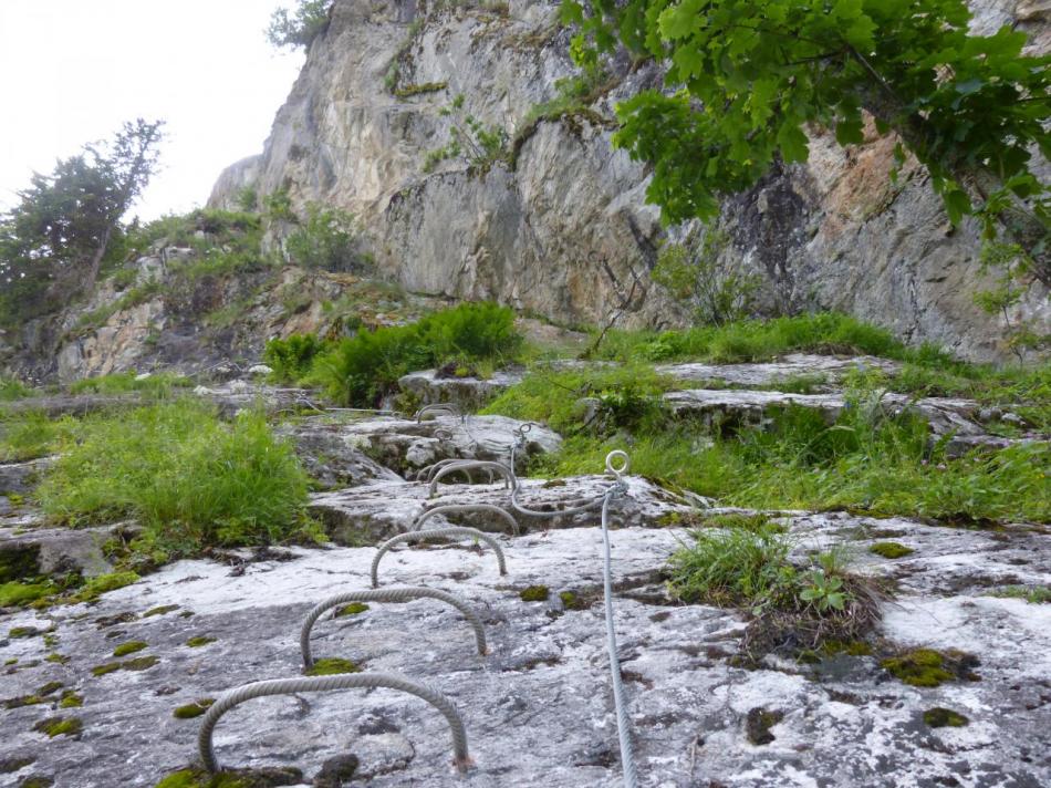 montée verticale puis traversée pour parvenir aux passerelles