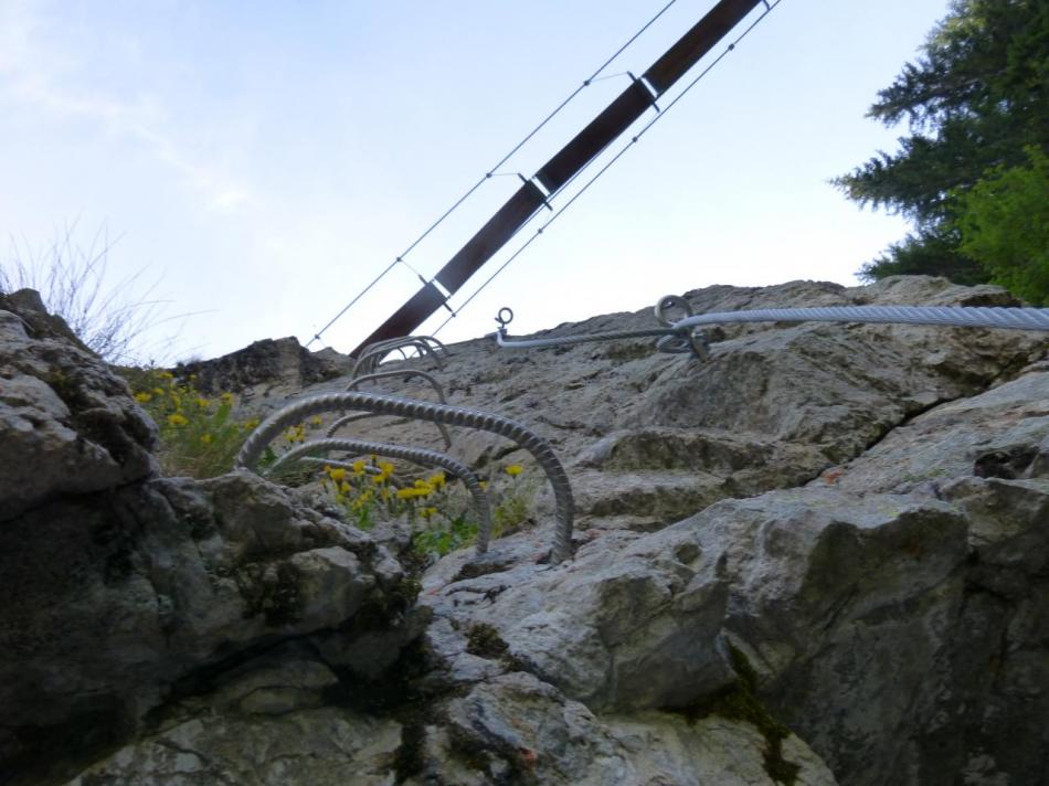 petite verticale pour rejoindre la deuxième passerelle à Vaujany