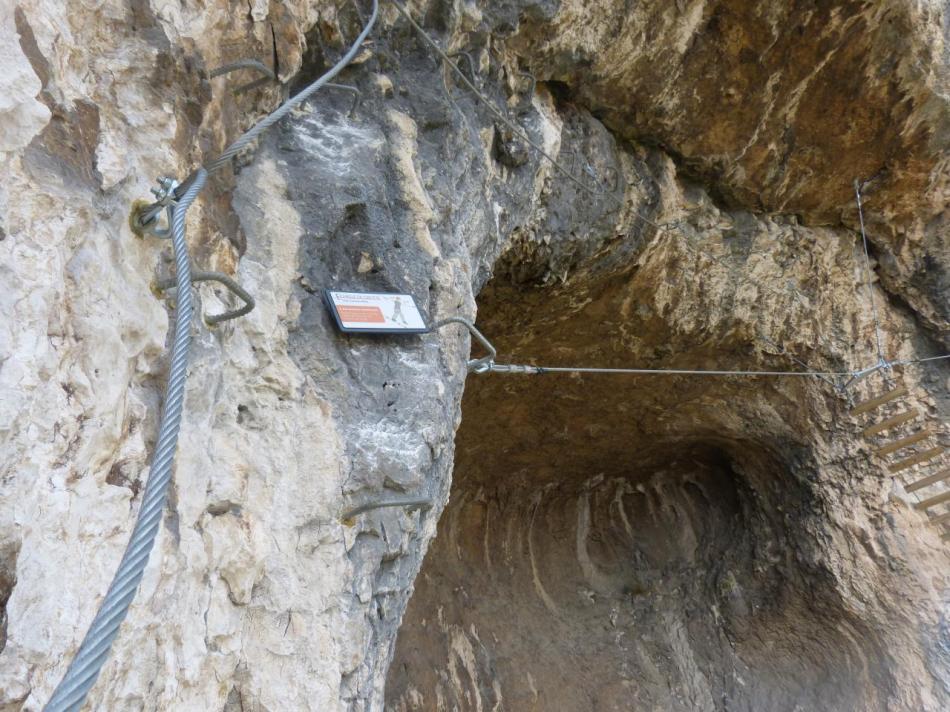 le pont de singe et son échelle dans la grotte des baumes de Combarelles