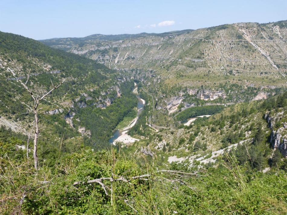 depuis le col de Coperlac, le fond des gorges du tarn