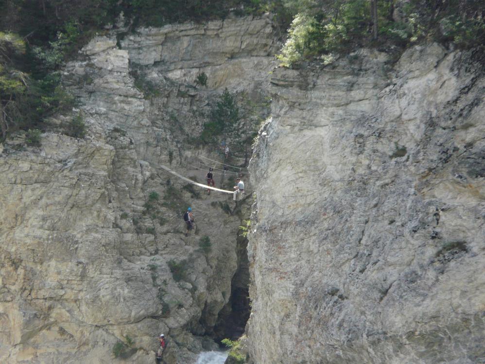 La passerelle de sortie de la via de la Vierge à Aussois