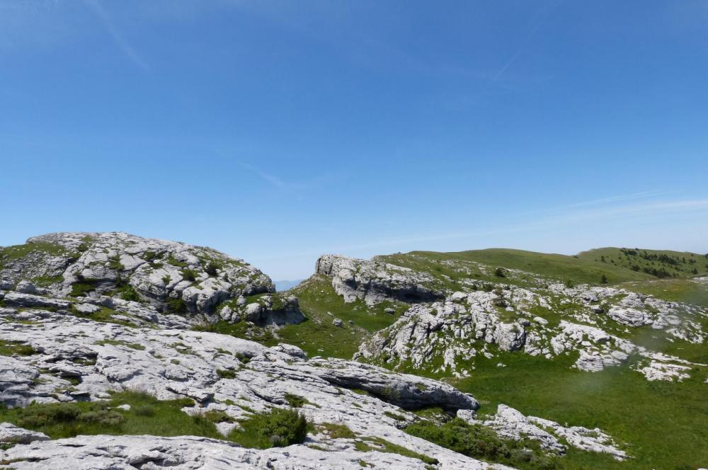 Retour vers la corniche au dessus des voies d' escalade