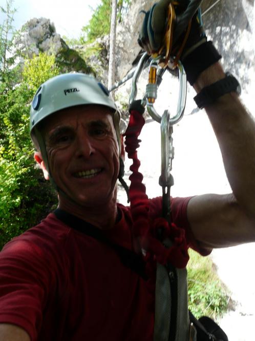 La via ferrata d' Aillon le Jeune, sur la tyrolienne