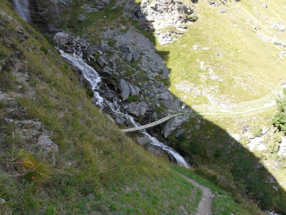 Sortie de la via ferrata de Plan du Bouc - la passerelle