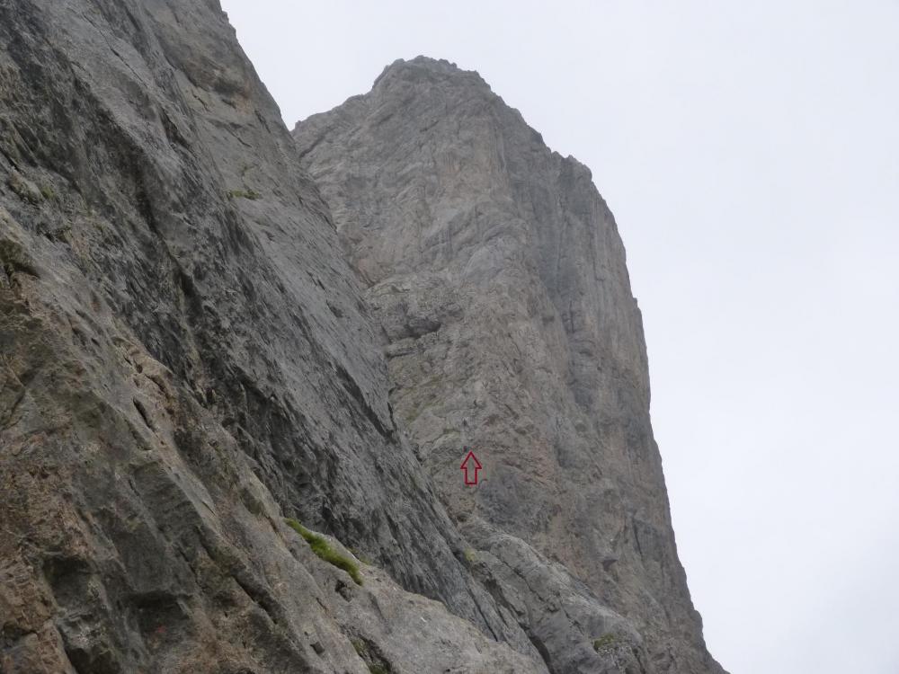 Ferratistes dans la partie terminale de l' aiguillette du Lauzet