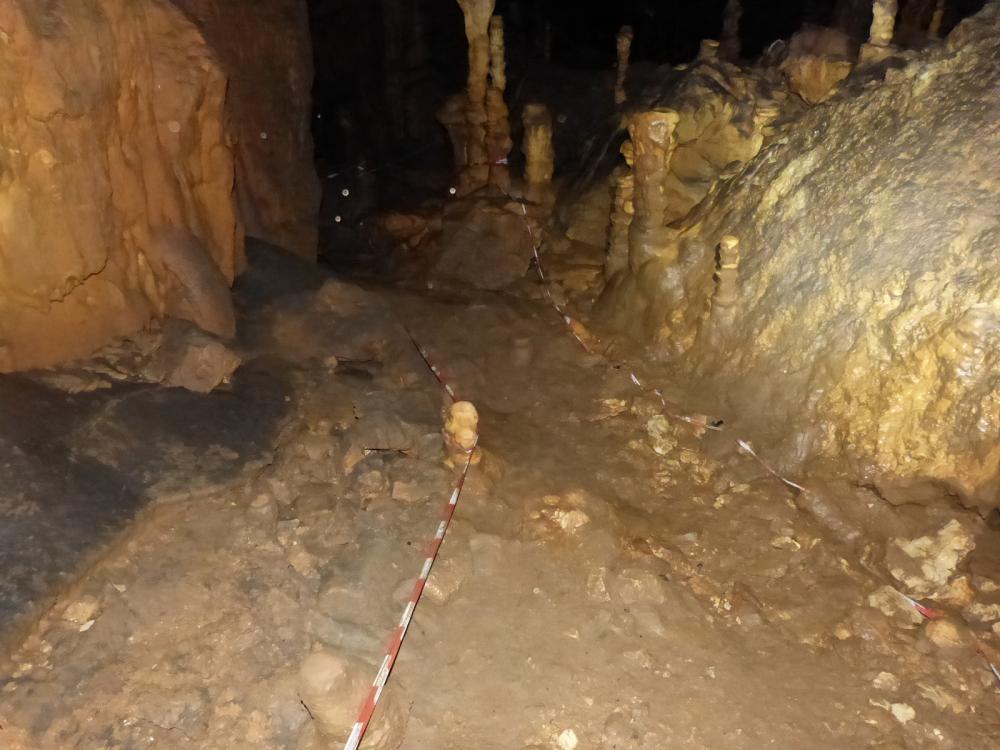 Gouffre des Ordons à Montrond le Chateau, au bas de la descente les rubalises nous accueiillent ... et nous guident !