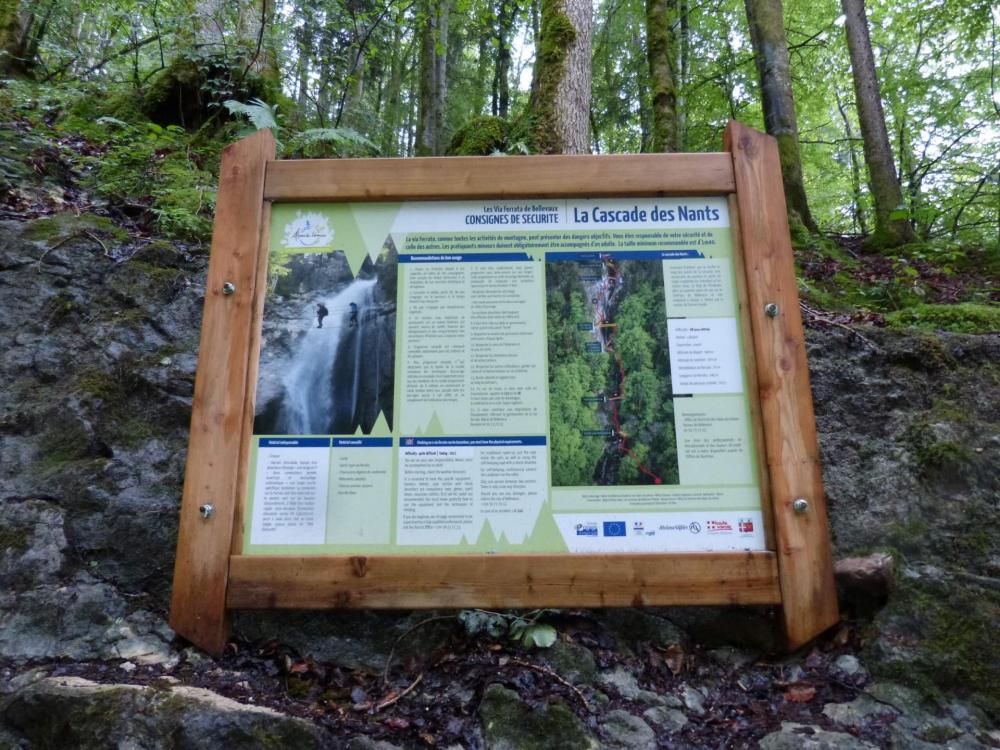 Panneau d'info de la cascade des Nants