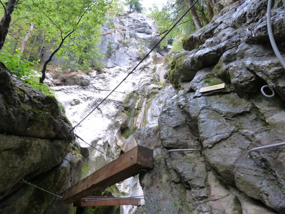 A l' approche du pont népalais de la cascade des Nants à Bellevaux