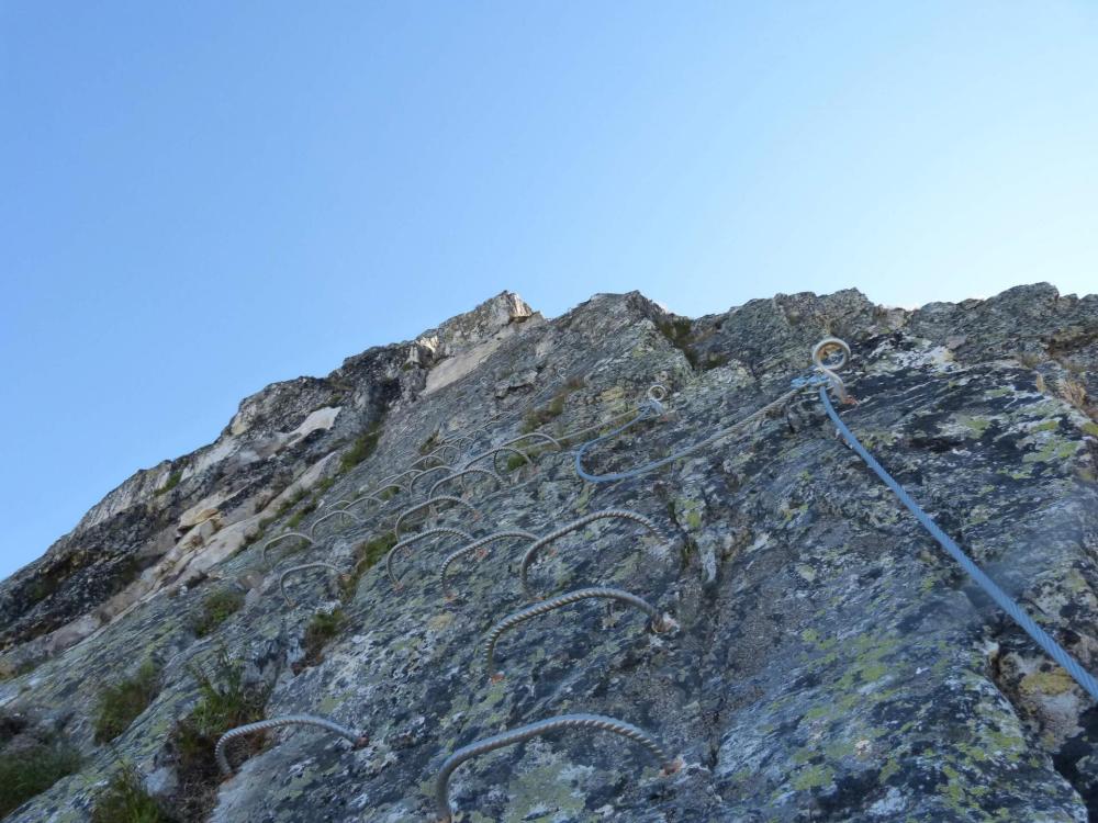 Dans le secteur 3 de la via ferrata des Bourtes