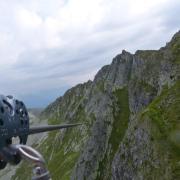 Seconde tyrolienne de la falaise des Bourtes à Belle Plagne