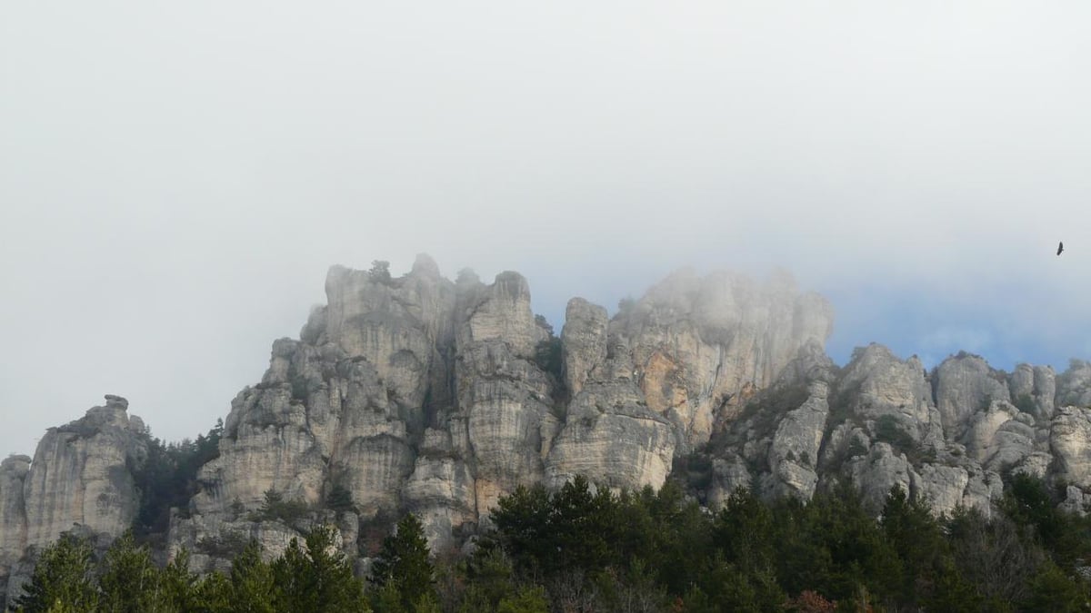 l' ensemble du rocher de la via ferrata de Liaucous