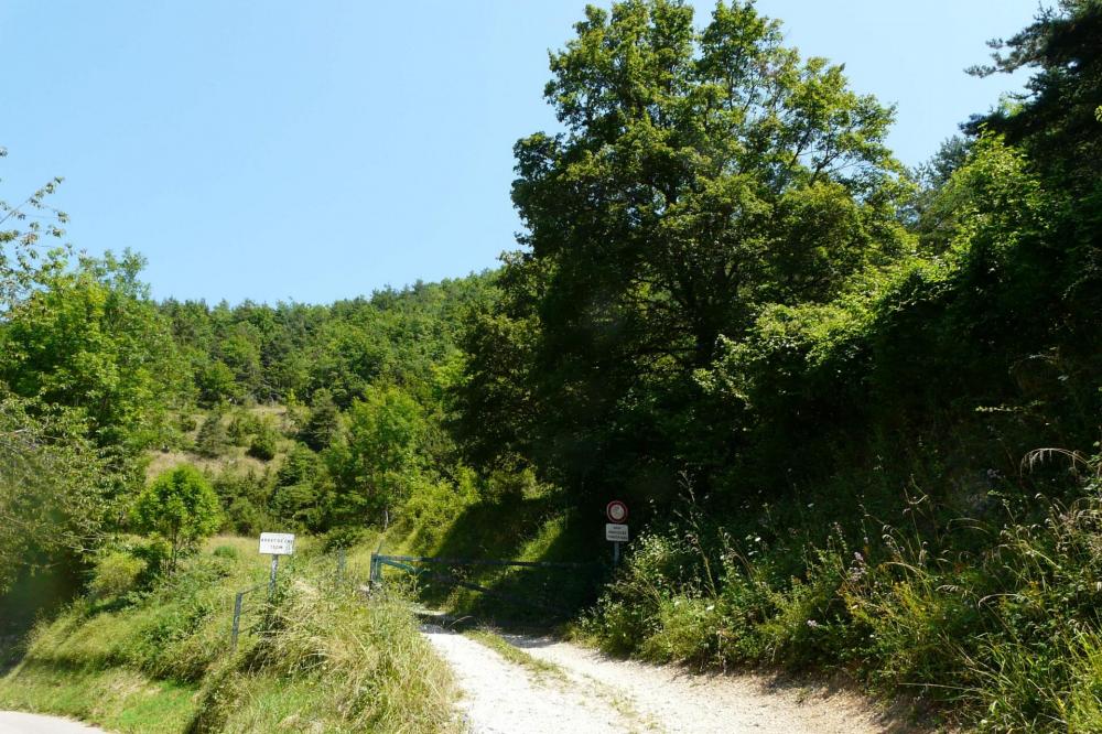 la barrière verte, prendre la sente qui part à droite 100m plus loin