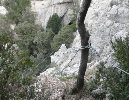 arrivée au second pont de singe de la via du Thaurac