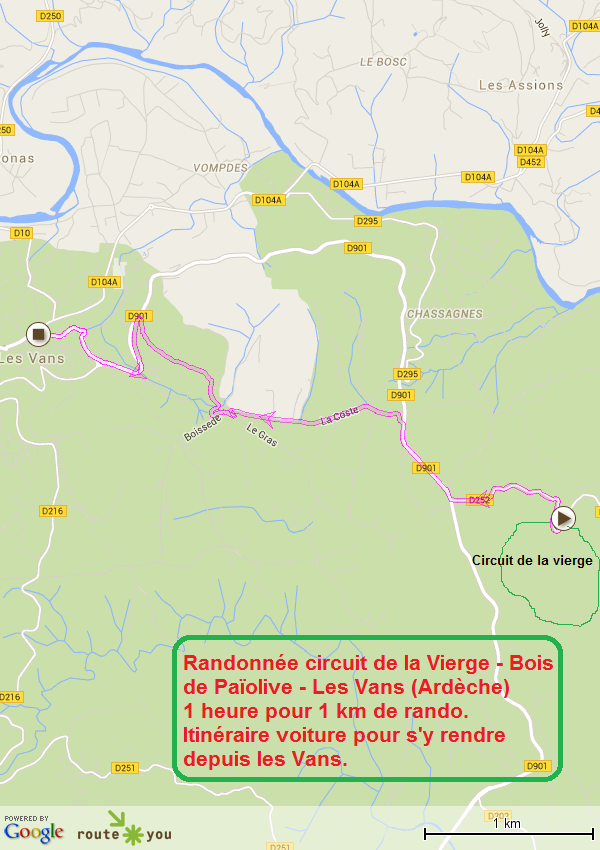 Randonnee circuit de la vierge bois de paiolive les vans ardeche