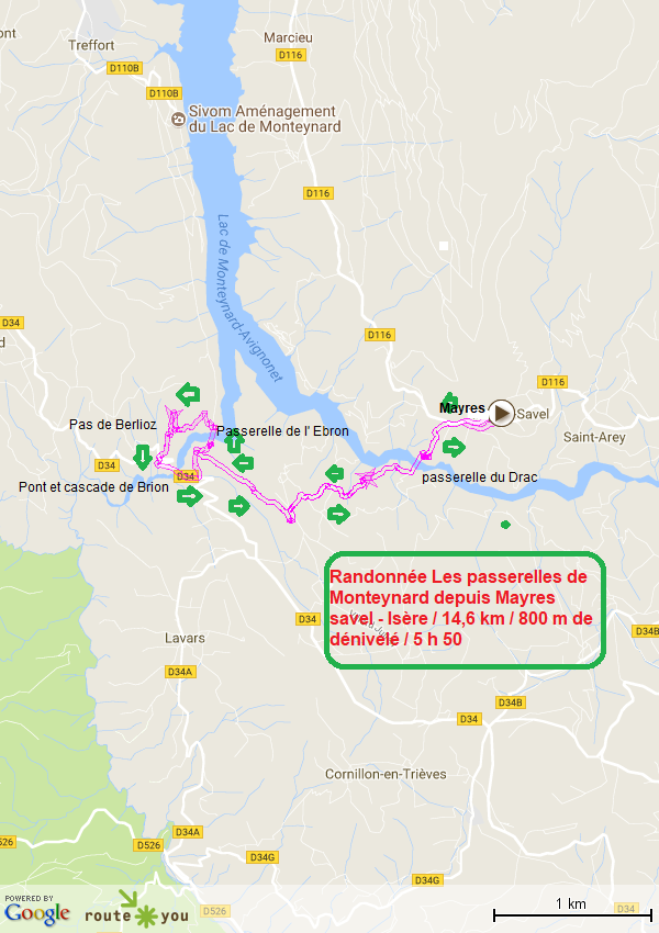 Randonnee les passerelles de monteynard depuis mayres savel isere