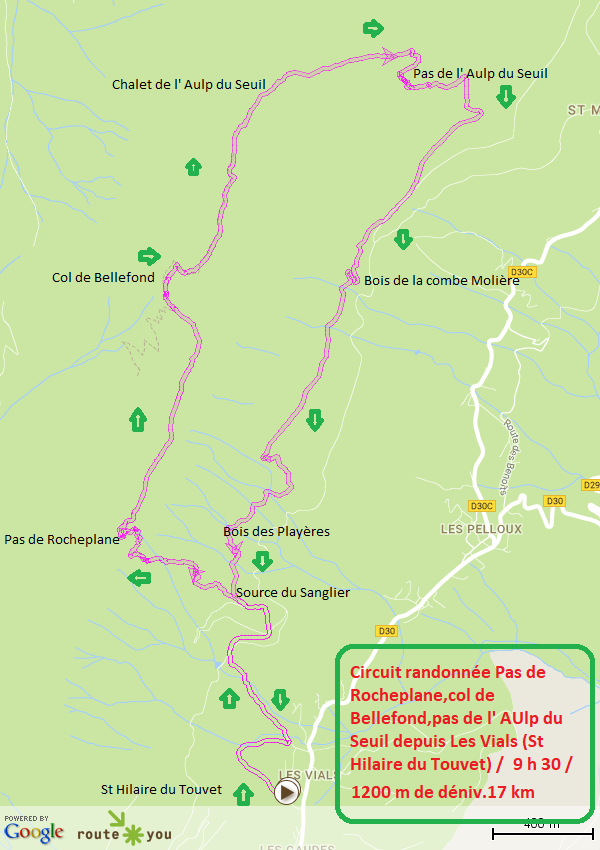 Randonnee pas de rocheplane col de bellefont aulp du seuil depuis st hilaire du touvet isere